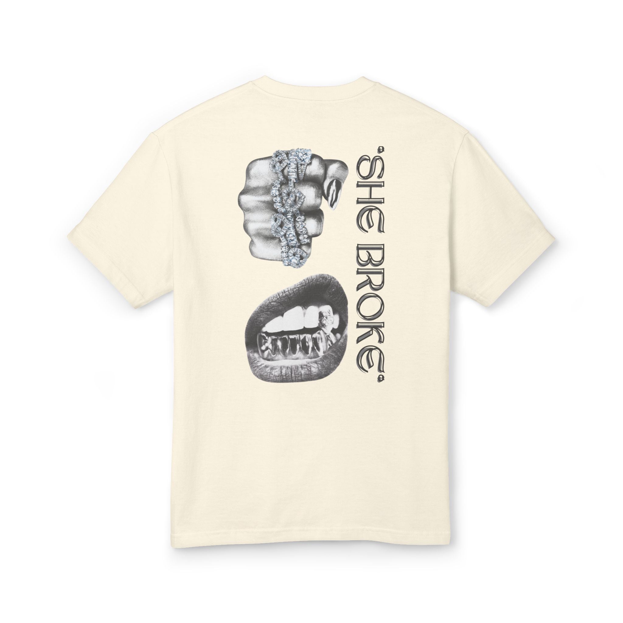 "She broke" Heavyweight Tee